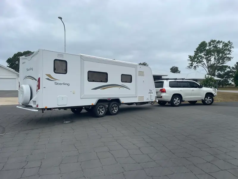 Jayco Sterling caravan hitched to Grant's LandCruiser