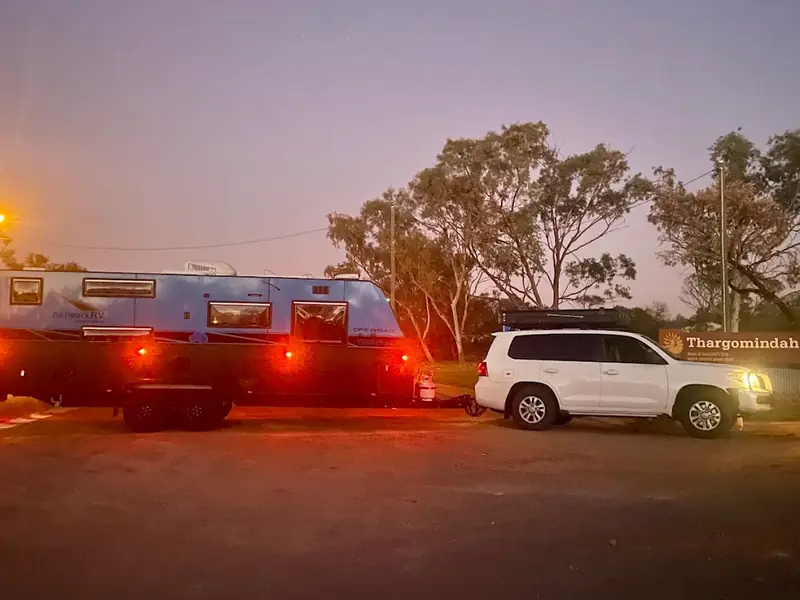 Network RV Terrain caravan hitched to Grant's LandCruiser